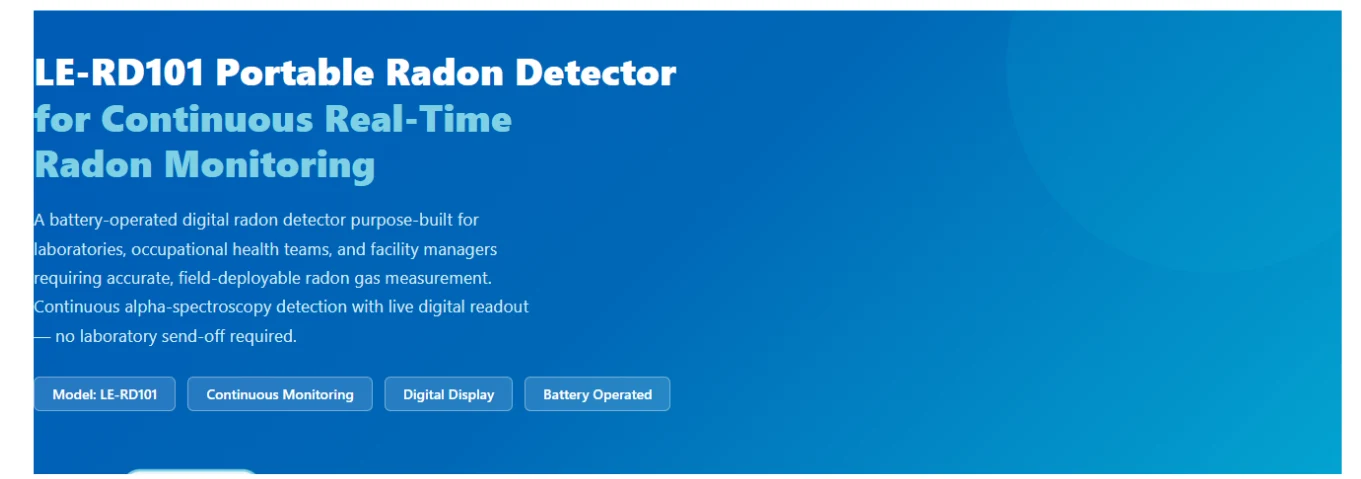 Portable Radon Detector LE RD101 for Continuous Real Time Radon Monitoring